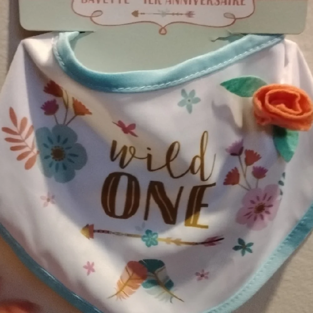 D- NWT Wild One First Birthday Bib - Multicolor